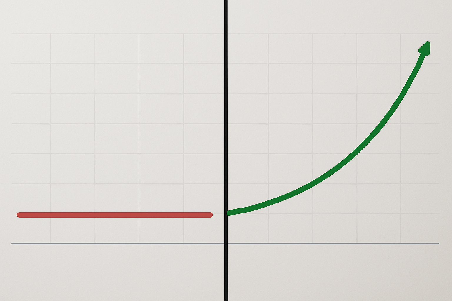 A split-screen graphic showing a before-and-after comparison of a website's search traffic growth over six months, with a rising green traffic curve on one side and a flat red line on the other, illustrating the impact of consistent SEO effort